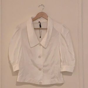 NEW NEVER WORN. White Blouse with Shoulder Pads